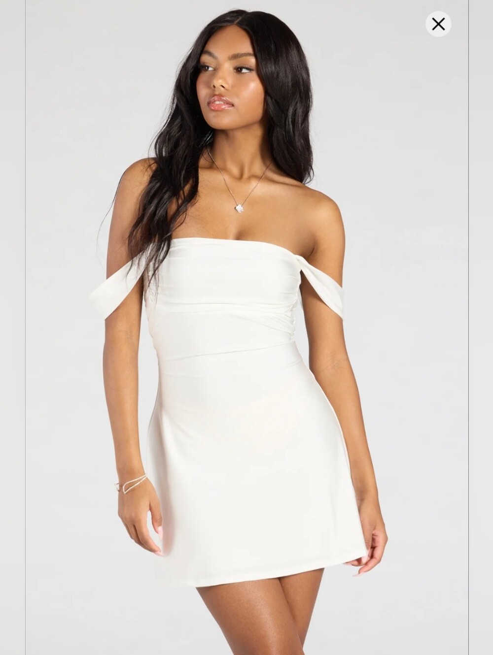 Classics Lover Off-The-Shoulder Satin A-Line Mini Dress